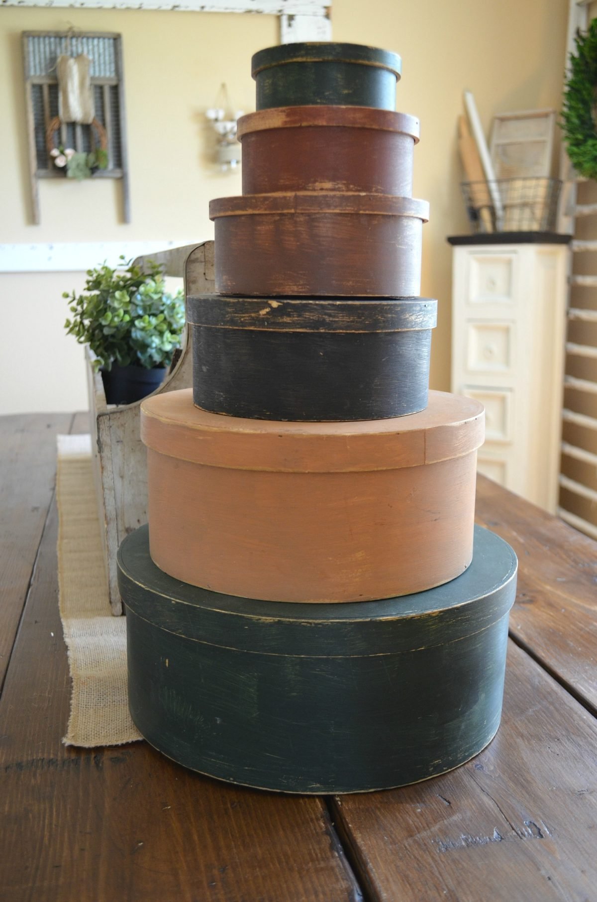 Spring Vintage Centerpiece with Hat Boxes Sarah Joy