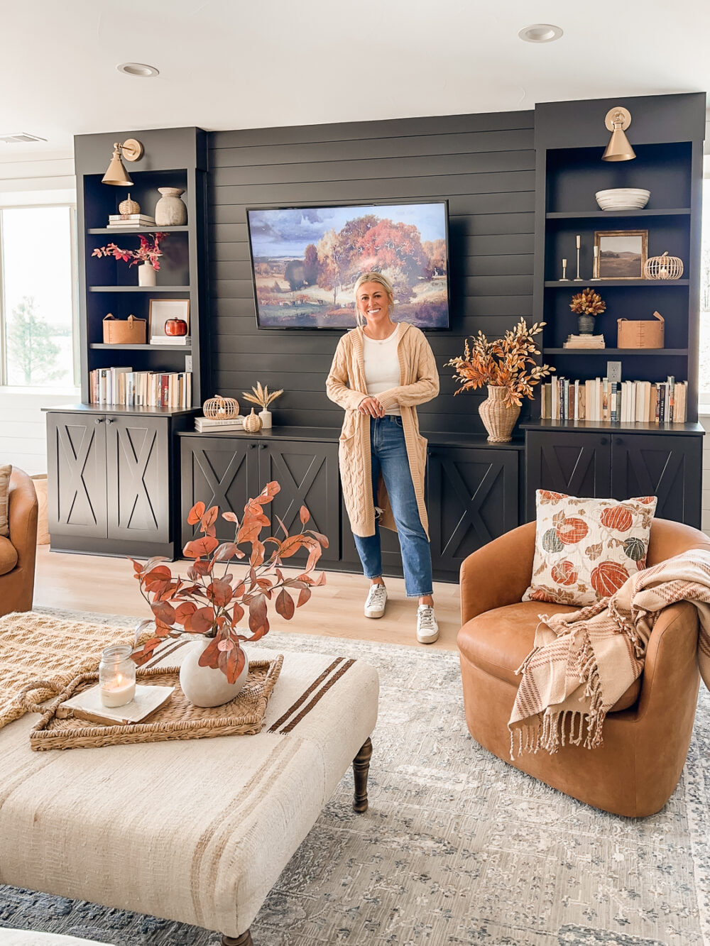 Cozy Fall Decor in the Basement - Sarah Joy