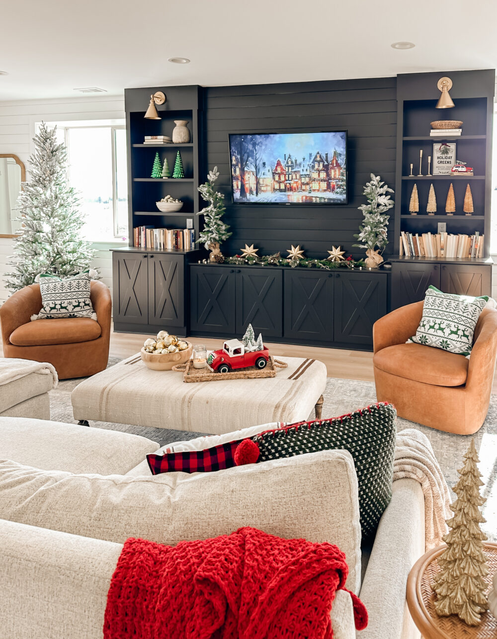 Basement Family Room for Christmas - Sarah Joy